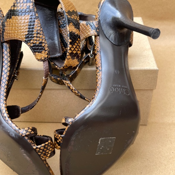 Chloe Snake Skin High Heeled Sandals - Picture 4 of 7